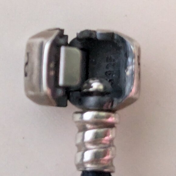 PANDORA Dual Wrap Black Corded Leather Bracelet & Two Charms - Picture 6 of 9